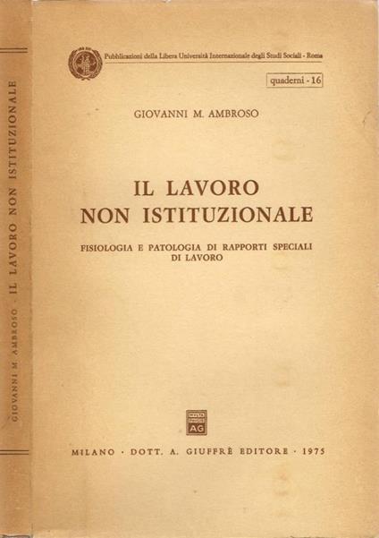 Il lavoro non istituzionale - copertina