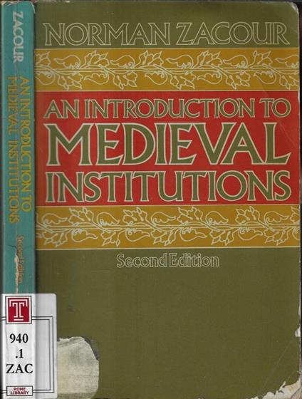 An introduction to medieval institutions - copertina