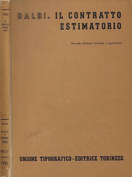 Il contratto estimatorio - Giovanni Balbi - copertina