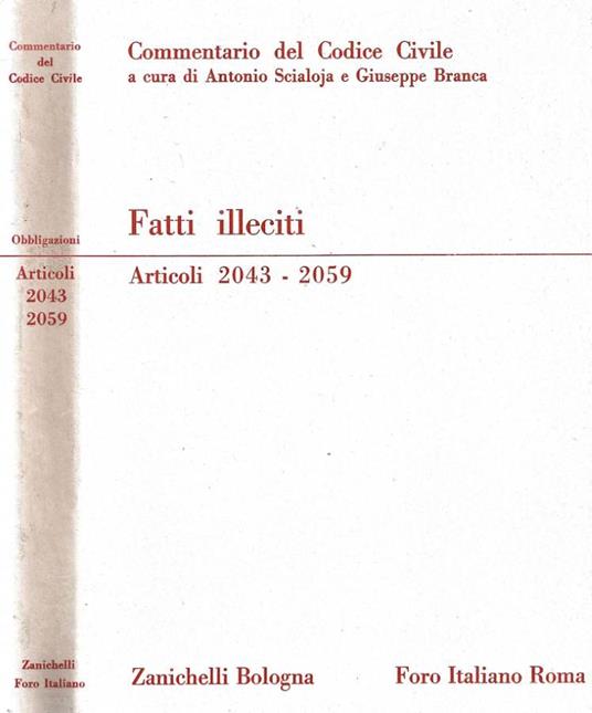 Dei fatti illeciti Articoli 2043-2059 - Adriano De Cupis - copertina