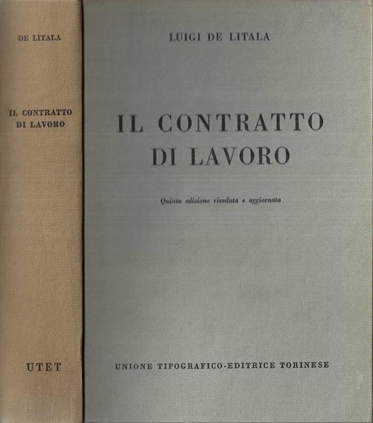 Il contratto di lavoro - Luigi De Litala - copertina