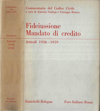 Fideiussione. Mandato di credito Articoli 1936 - 1959 - Michele Fragali - copertina