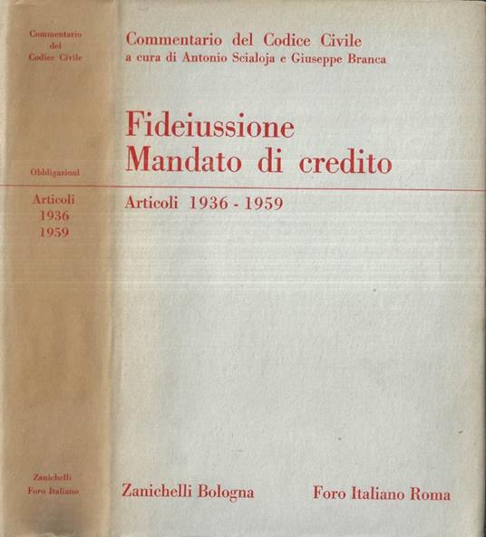 Fideiussione. Mandato di credito Articoli 1936 - 1959 - Michele Fragali - copertina