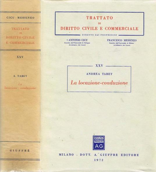 La locazione-conduzione - Andrea Tabet - copertina