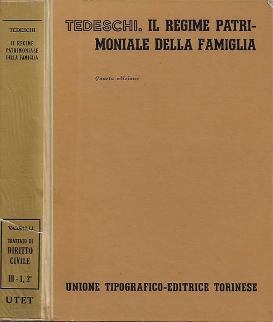 Il regime patrimoniale della famiglia - guido Tedeschi - copertina