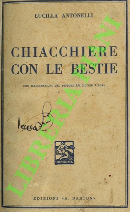 Chiacchiere con le bestie - Luca Antonelli - copertina