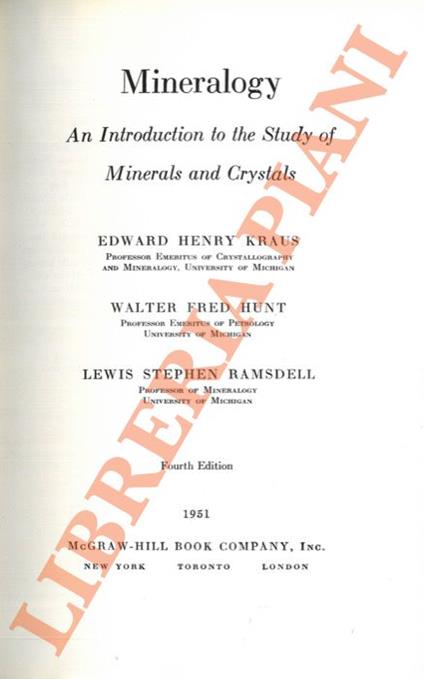 Mineralogy. An Introduction to the Study of Minerals and Crystals - copertina