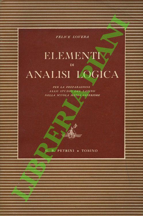 Elementi di analisi logica per la preparazione allo studio del latino nella scuola media inferiore - copertina