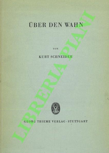 Uber den Wahn - Kurt Schneider - copertina