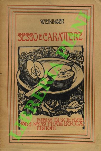 Sesso e carattere - Otto Weininger - copertina