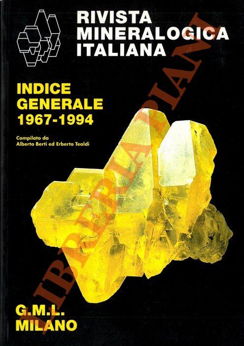 Rivista Mineralogica Italiana. Indice generale 1967-1994 - copertina