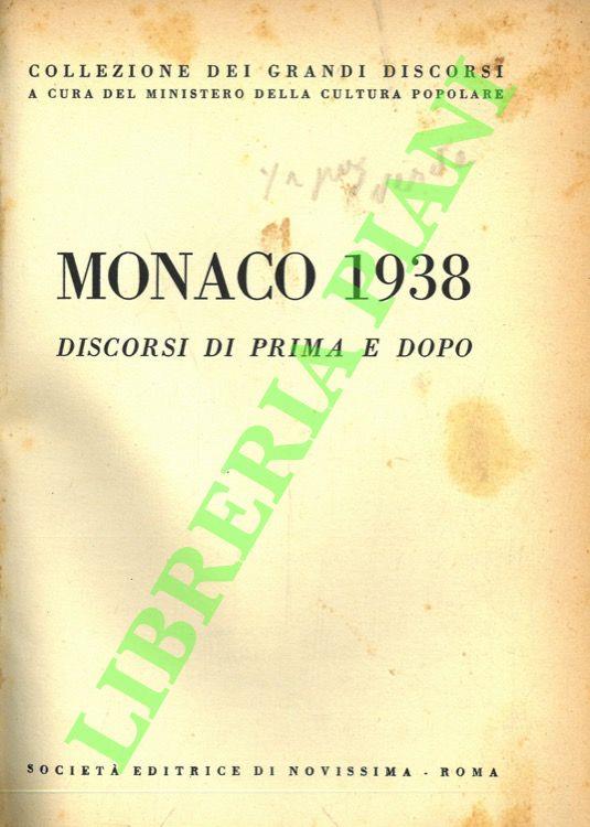Monaco 1938. Discorsi  di prima e dopo - copertina