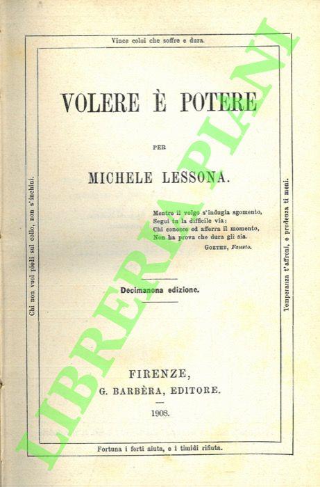 Volere è potere. - Michele Lessona - copertina