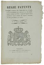 Regie Patenti Relative Alle Nomine Dei Sindaci Di Città E Luoghi Con Popolazione Non Minore Di 3000 Abitanti... In Data Delli 31 Dicembre 1815 [Documento Originale]