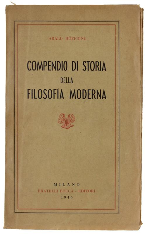 Compendio Di Storia Della Filosofia Moderna - Harald Høffding - copertina