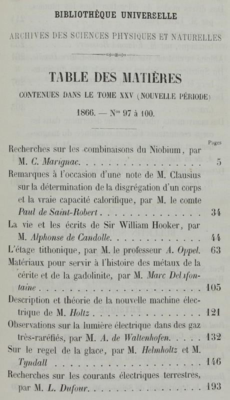 Bibliotheque Universelle Et Revue Suisse. Archives Des Sciences Physiques Et Naturelles. Nouvelle Période