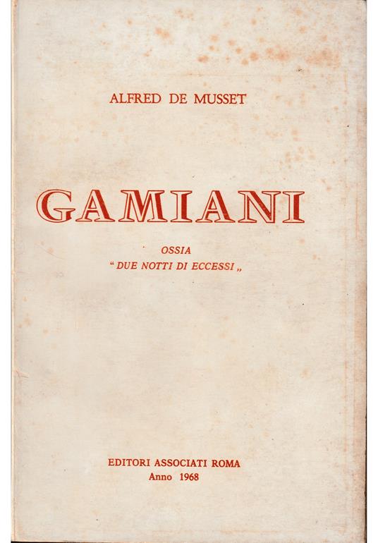 Gamiani ossia «Due notti di eccessi» - Alfred de Musset - copertina