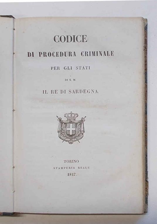 Codice di procedura criminale per gli stati di S.M. il Re di Sardegna - Anonimo - copertina