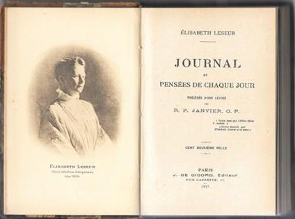 Journal et pensées de chaque jour précédés d'une lettre du p. Janvier - Elisabeth Lesne - copertina