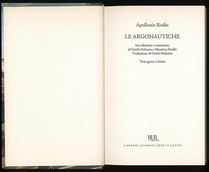 Le argonautiche - Rodio Apollonio - copertina