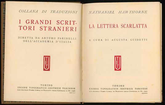 lettera scarlatta - Nathaniel Hawthorne - copertina