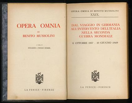 Dal viaggio in Germania all'intervento dell'italia nella seconda guerra mondiale (1 ottobre 1937 - 10 giugno 1940) - copertina