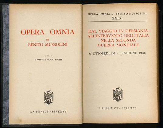 Dal viaggio in Germania all'intervento dell'italia nella seconda guerra mondiale (1 ottobre 1937 - 10 giugno 1940) - copertina