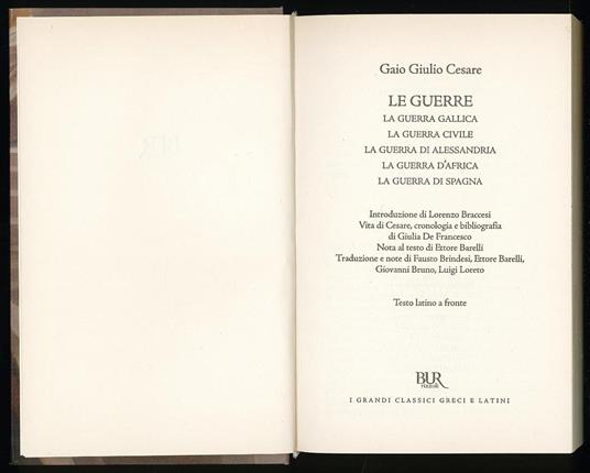 Le guerre - Gaio Giulio Cesare - copertina