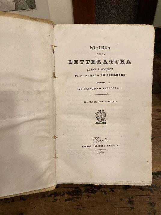 Storia della letteratura antica e moderna, Versione di Francesco Ambrosoli. Seconda edizione napolitana - Friedrich Schlegel - copertina