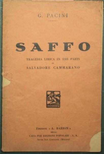 Saffo - Giovanni Pacini - copertina