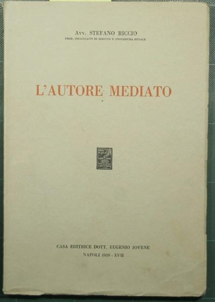 L' autore mediato - Stefano Riccio - copertina