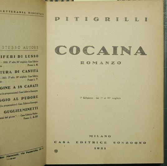 Cocaina - Pitigrilli - copertina
