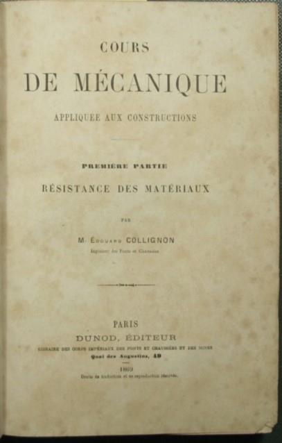 Cours de mecanique appliquee aux constructions - copertina