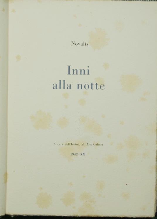 Inni alla notte - Novalis - copertina