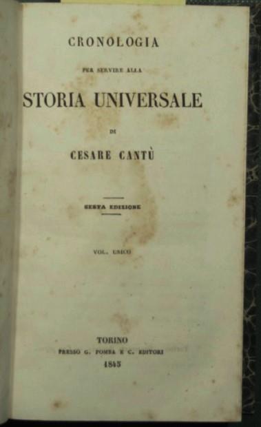 Cronologia per servire alla Storia universale - Cesare Cantù - copertina