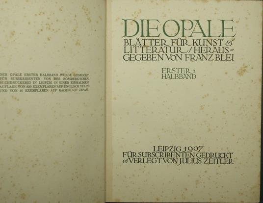 Die opale blatter fur kunst et litteratur - copertina