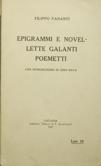 Epigrammi e novellette galanti Poemetti - Filippo Pananti - copertina