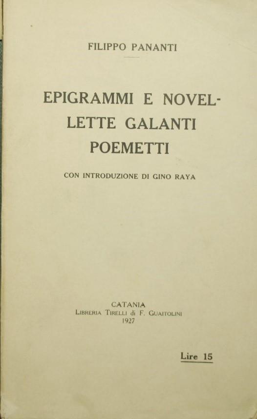 Epigrammi e novellette galanti Poemetti - Filippo Pananti - copertina