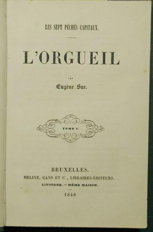 L' orgueil - Eugène Sue - copertina