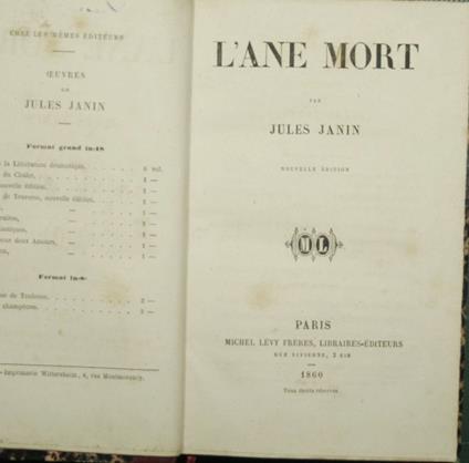 L' ane mort - Jules Janin - copertina