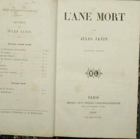 L' ane mort - Jules Janin - copertina