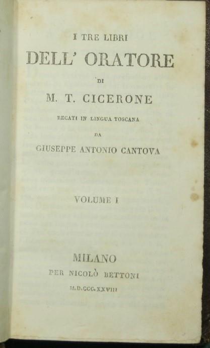 I tre libri dell'oratore - copertina
