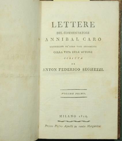 Lettere - Annibal Caro - copertina