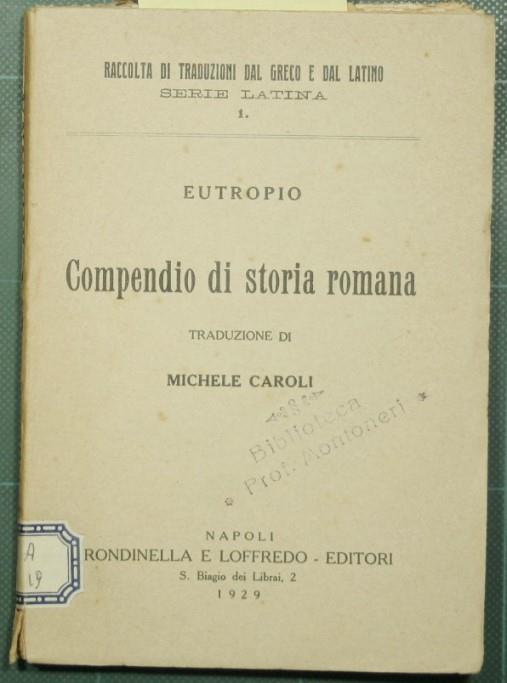 Compendio di storia romana - Eutropio - copertina