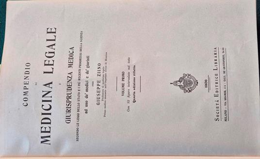 Compendio di medicina legale e giurisprudenza medica - Giuseppe Zino - copertina