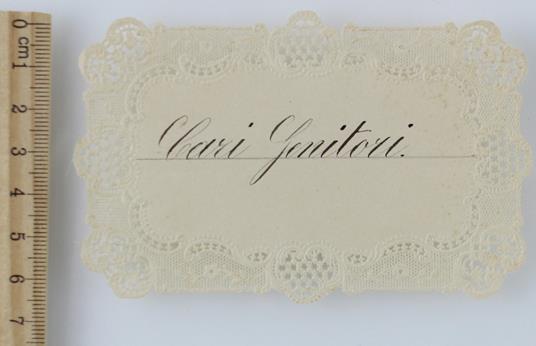 BIGLIETTO TRINATO "CARI GENITORI" vintage mm 105x70 - copertina