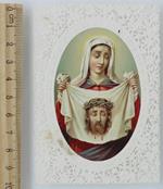 Santino: SANTA VERONICA, velo col volto di Cristo. Cromolitografia cornice trinata