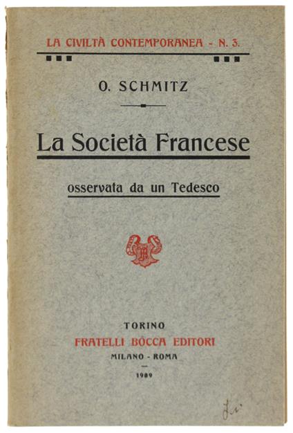 SOCIETA' FRANCESE OSSERVATA DA UN TEDESCO. - copertina