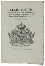 REGIO EDITTO colla quale Sua Maestà dà varie provvidenze ... per gli affittamenti delle terre. 19 ottobre 1819 [documento originale]