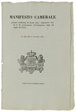 MANIFESTO CAMERALE Portante notificanza ... di alcune nuove disposizioni ... per gli atti rogati all'Estero .. 21 novembre 1823  [documento originale]